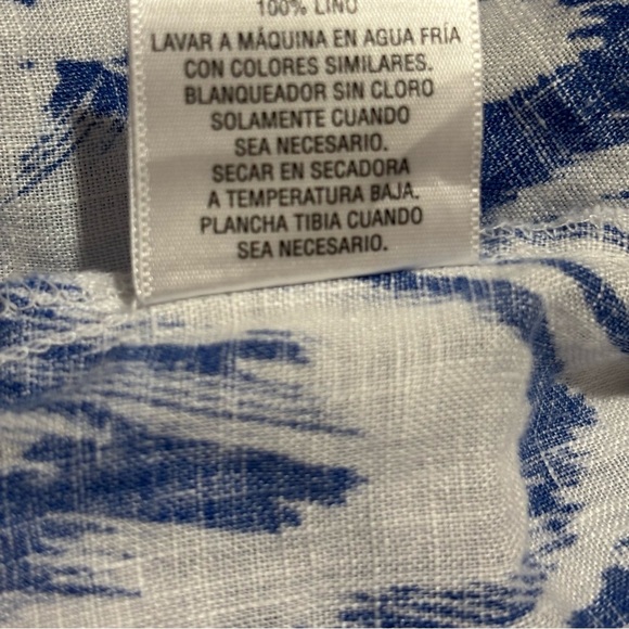 JM Collection 100% Linen Blue White Blouse Shirt Top size 18 long sleeve - Picture 7 of 9